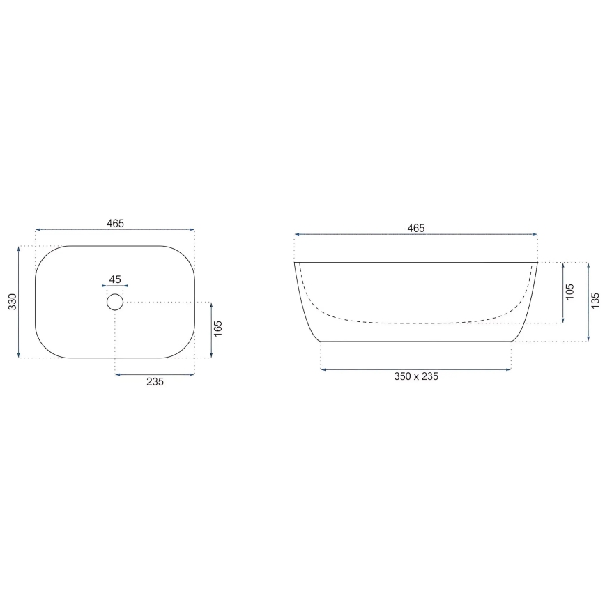REA-U4000 - Praustuvas ant stalviršio BELINDA 33x46,5 cm keramika/akmens imitacija