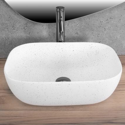 REA-U4001 - Ant stalviršio montuojamas praustuvas BELINDA 33,5 x 46,5 cm keramika/matinė balta