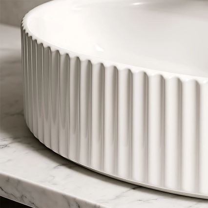 REA-U4002 - Praustuvas ant stalviršio MARCELA 37x60 cm keraminis / blizgi balta