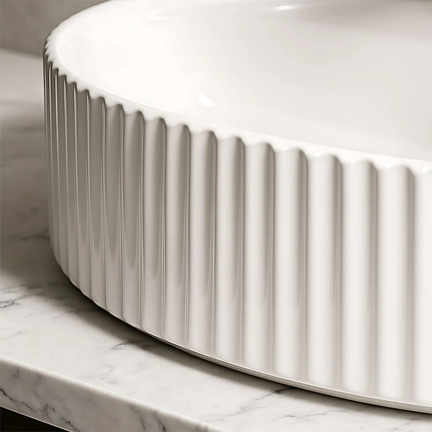 REA-U4002 - Praustuvas ant stalviršio MARCELA 37x60 cm keraminis / blizgi balta