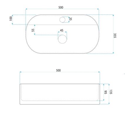REA-U4003 - Praustuvas ant stalviršio MARCELA 35,5x50 cm keramika/blizgi balta