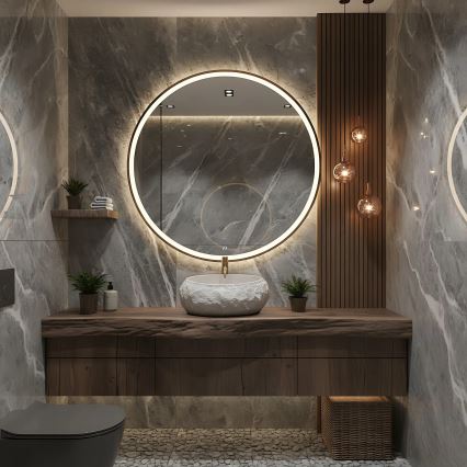 REA-U4332 - Ant stalviršio montuojamas praustuvas MIKA 38x50 cm smėlinė/pilka/akmens imitacija