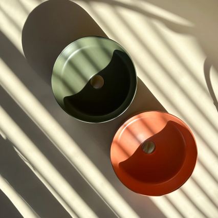 REA-U4567 - Ant stalviršio montuojamas praustuvas SAMI, skersmuo 37 cm, keramika, matinė žalia