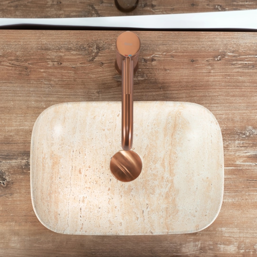 REA-U4700 - Praustuvas ant stalviršio BELINDA MINI 25x36 cm, keraminis, smėlinis, akmens imitacija