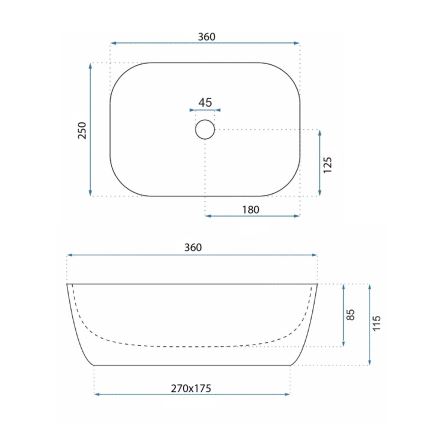 REA-U4700 - Praustuvas ant stalviršio BELINDA MINI 25x36 cm, keraminis, smėlinis, akmens imitacija