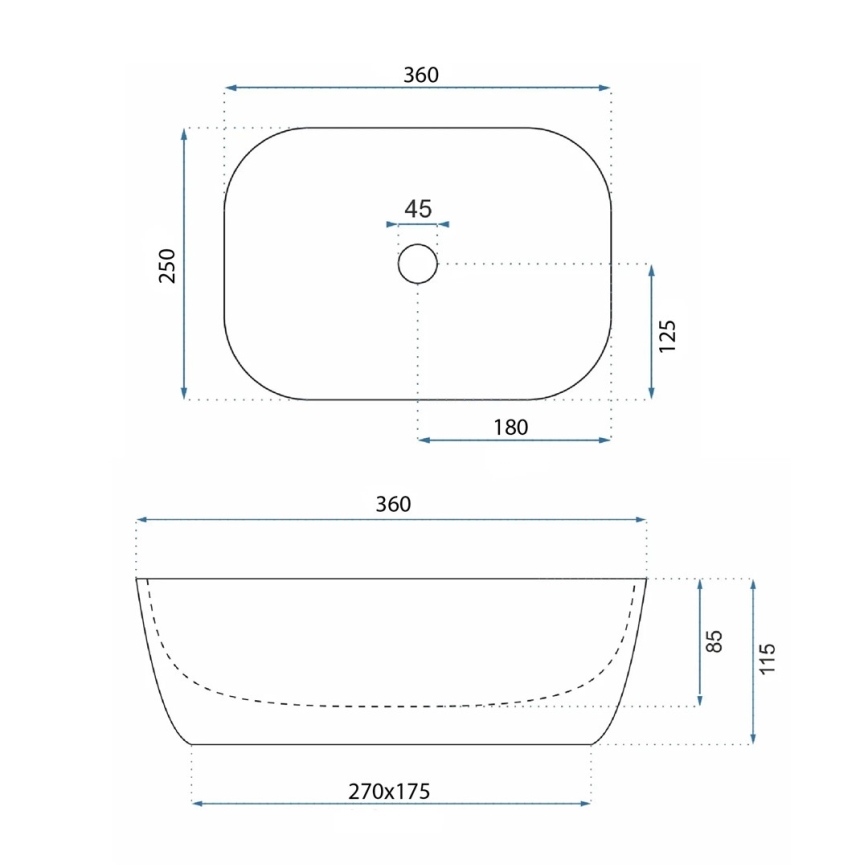 REA-U4700 - Praustuvas ant stalviršio BELINDA MINI 25x36 cm, keraminis, smėlinis, akmens imitacija