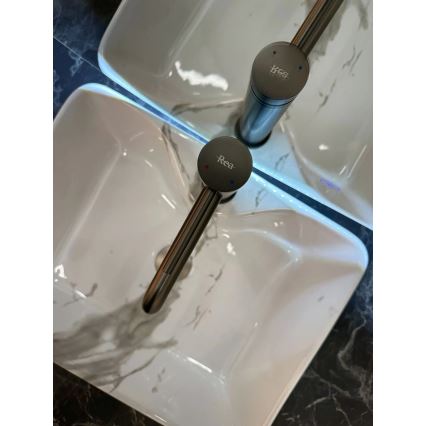 REA-U5052 - Praustuvas ant stalviršio KELLY 38x49 cm keramika/balta/marmuro dekoras