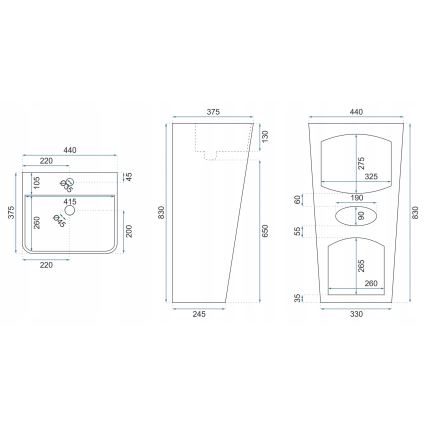 REA-U5637 - Laisvai pastatomas praustuvas ARIS 37,5x44 cm keramika/blizgi balta