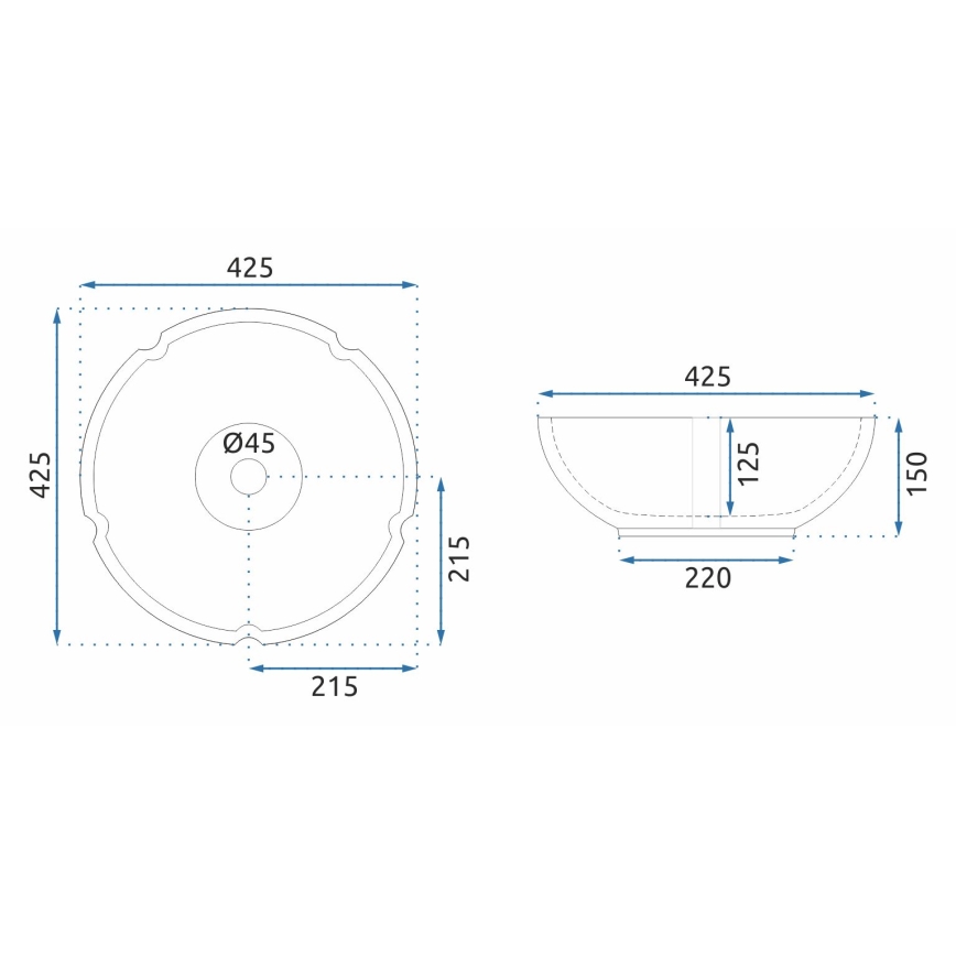 REA-U5666 - Praustuvas ant stalviršio VIVIEN, skersmuo 42,5 cm, keramika, ornamentinis raštas