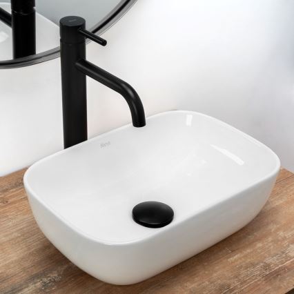 REA-U5667 - Praustuvas ant stalviršio BELINDA MINI 25x36 cm keramika / blizgi balta
