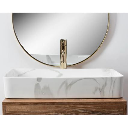 REA-U5896 - Praustuvas ant stalviršio DENIS 35x61,5 cm keramika/marmuro dekoras
