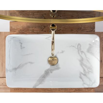 REA-U5896 - Praustuvas ant stalviršio DENIS 35x61,5 cm keramika/marmuro dekoras