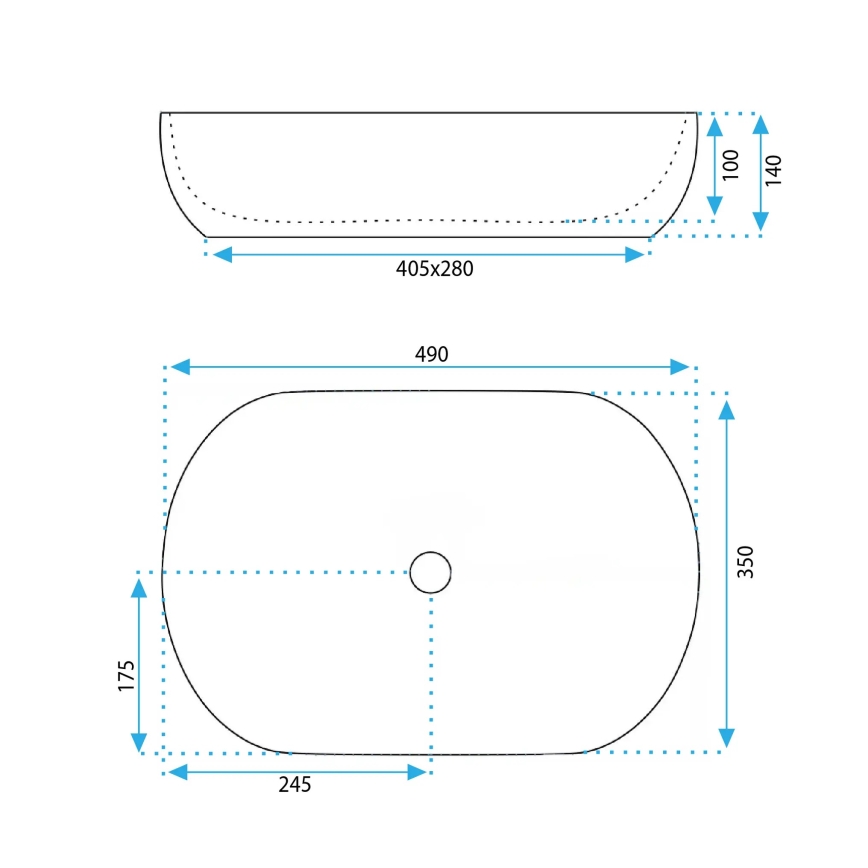 REA-U6022 - Praustuvas ant stalviršio LISA 35x49 cm keramika/blizgi balta