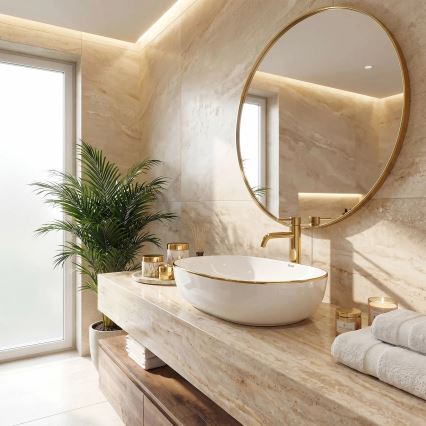 REA-U6211 - Praustuvas ant stalviršio CLEO 41x60,5 cm keramika/balta/auksinė