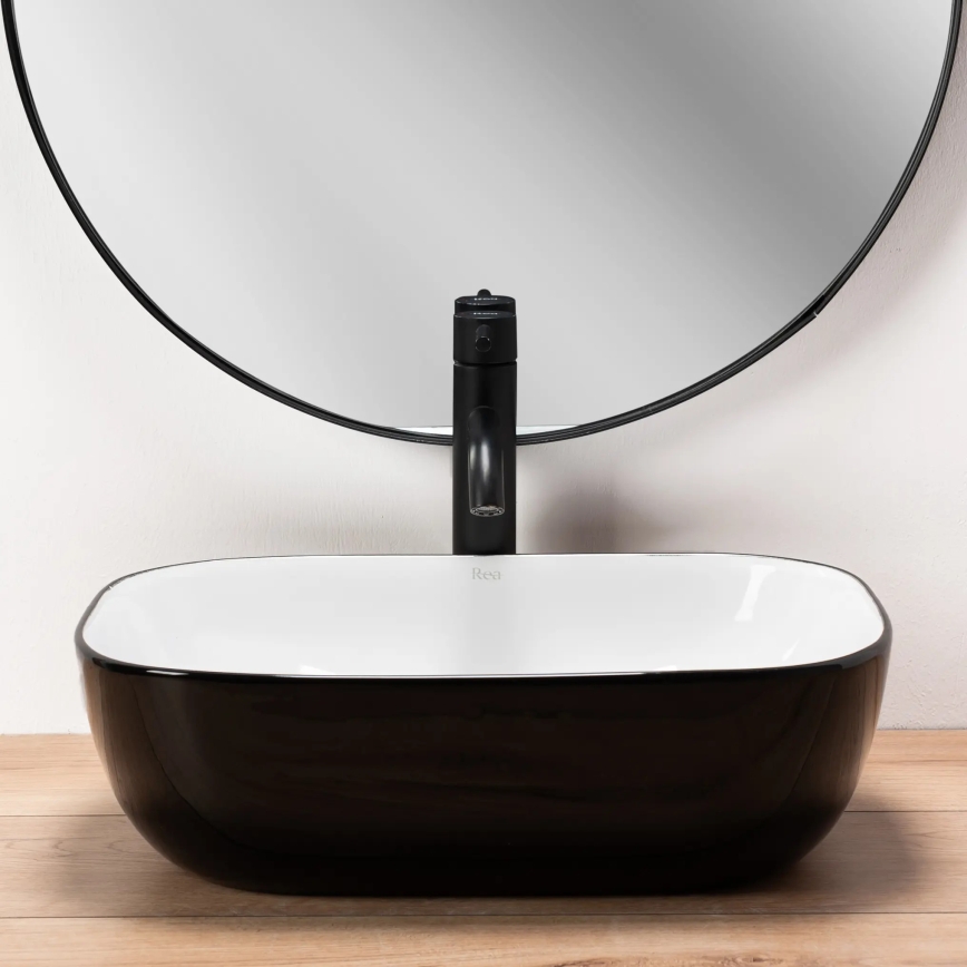 REA-U6332 - Praustuvas ant stalviršio BELINDA 33x46,5 cm keramika/juoda/balta