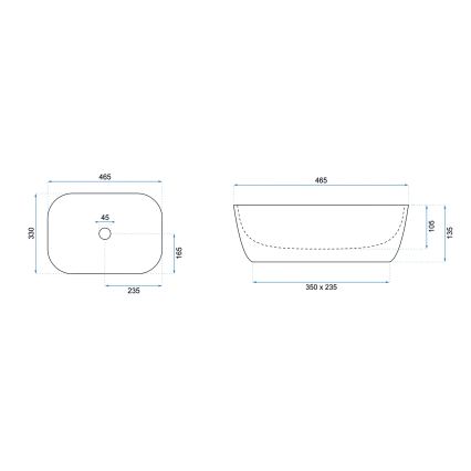 REA-U6332 - Praustuvas ant stalviršio BELINDA 33x46,5 cm keramika/juoda/balta