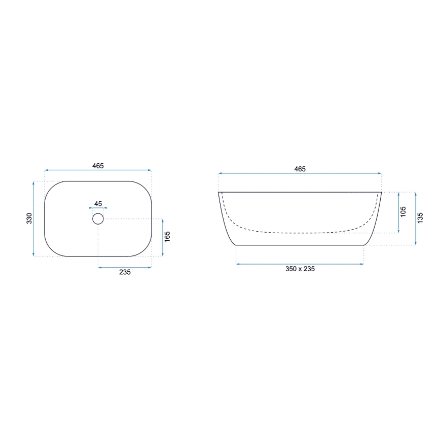 REA-U6332 - Praustuvas ant stalviršio BELINDA 33x46,5 cm keramika/juoda/balta