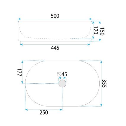 REA-U6366 - Praustuvas ant stalviršio OKTAWIA 35,5x50 cm keramika/balta