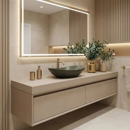 REA-U6372 - Praustuvas ant stalviršio ROYAL 35,5x61,5 cm keramika/alyvuogių spalvos