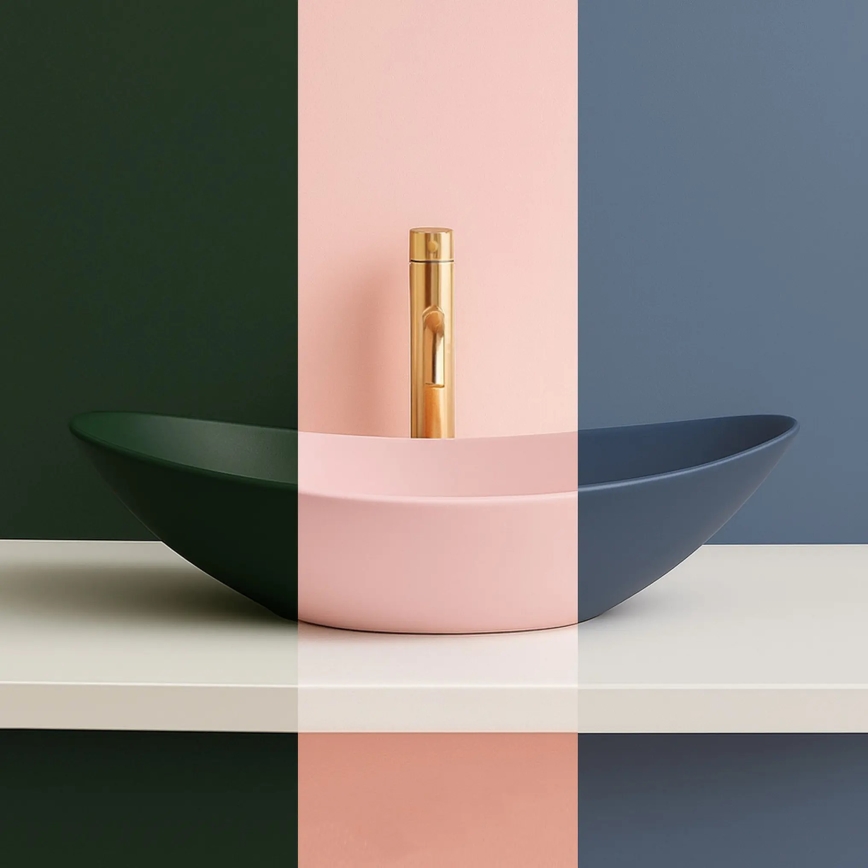 REA-U6372 - Praustuvas ant stalviršio ROYAL 35,5x61,5 cm keramika/alyvuogių spalvos