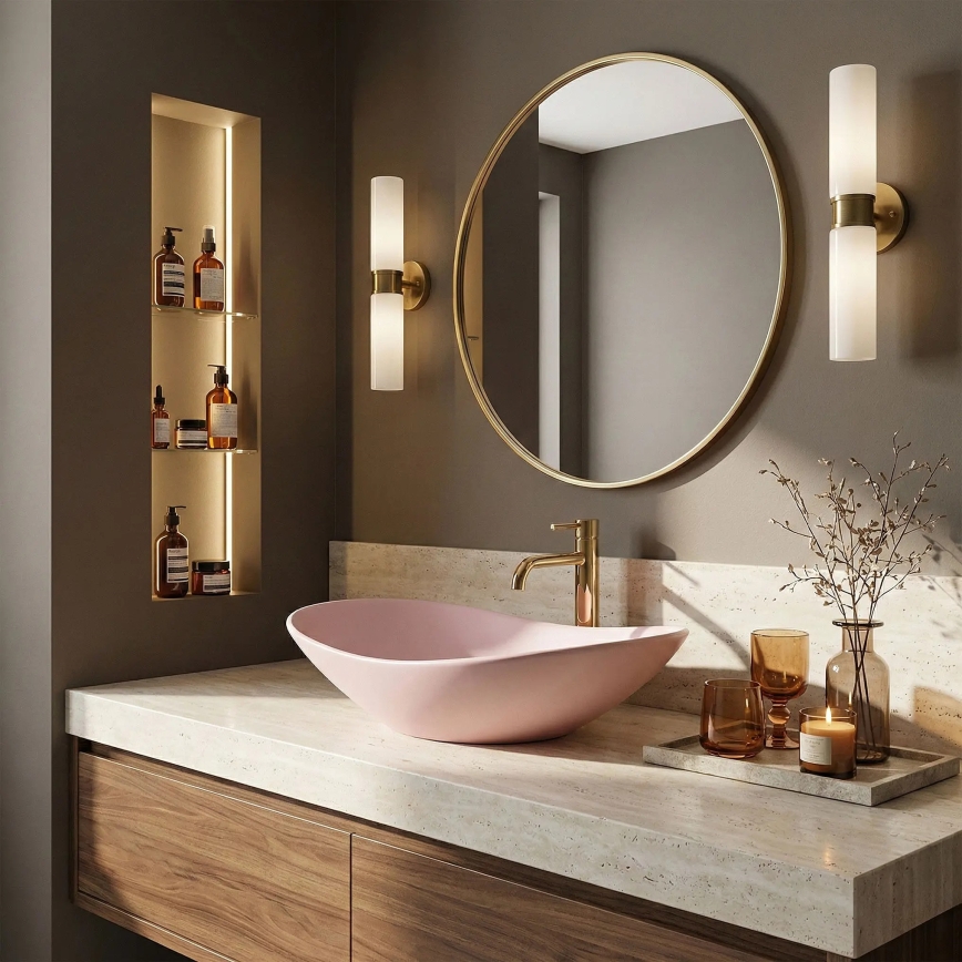 REA-U6374 - Praustuvas ant stalviršio ROYAL 35,5x61,5 cm keramika/matinė rožinė