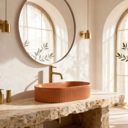 REA-U6377 - Praustuvas ant stalviršio VANDA 31x49 cm keramika/oranžinė