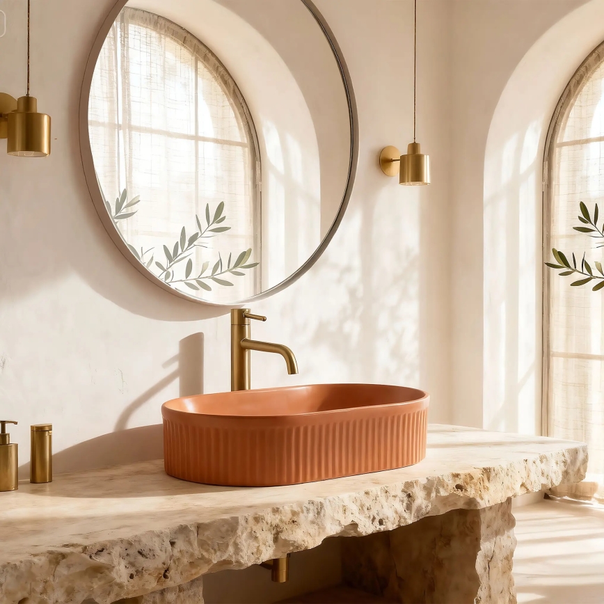 REA-U6377 - Praustuvas ant stalviršio VANDA 31x49 cm keramika/oranžinė