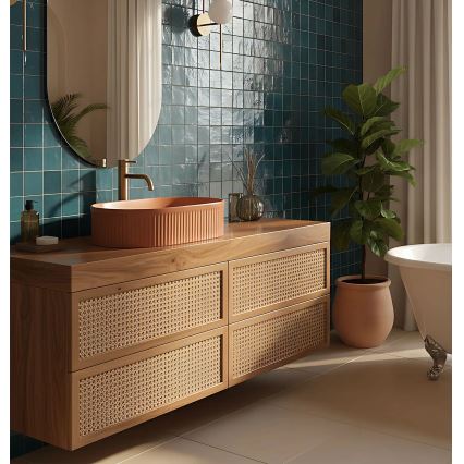 REA-U6377 - Praustuvas ant stalviršio VANDA 31x49 cm keramika/oranžinė