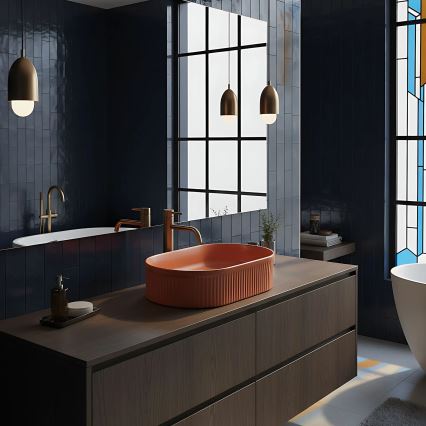 REA-U6377 - Praustuvas ant stalviršio VANDA 31x49 cm keramika/oranžinė