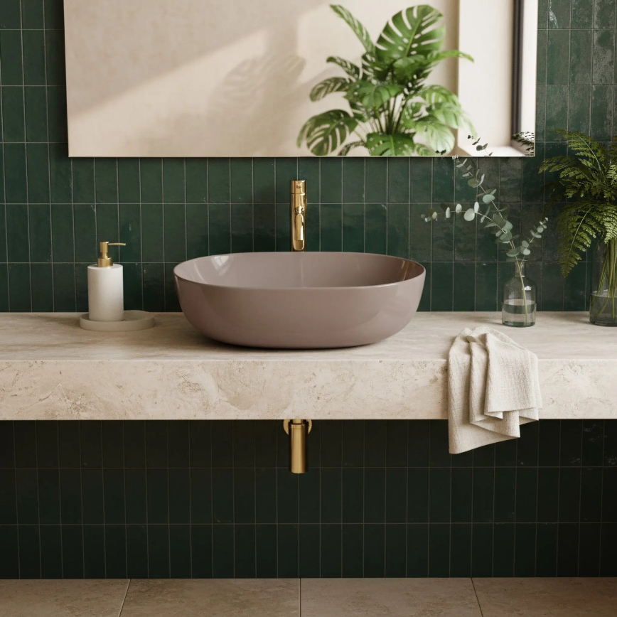 REA-U6380 - Praustuvas ant stalviršio LISA 35x49 cm keramika/blizgi ruda