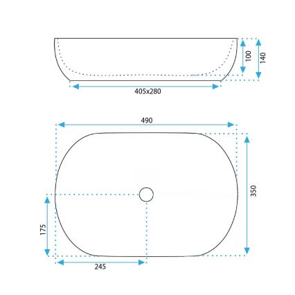 REA-U6380 - Praustuvas ant stalviršio LISA 35x49 cm keramika/blizgi ruda
