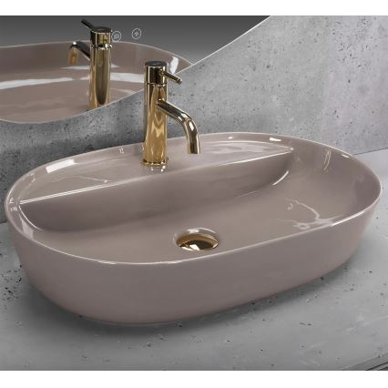 REA-U6381 - Praustuvas ant stalviršio AURA 41x61 cm keramika/blizgi ruda