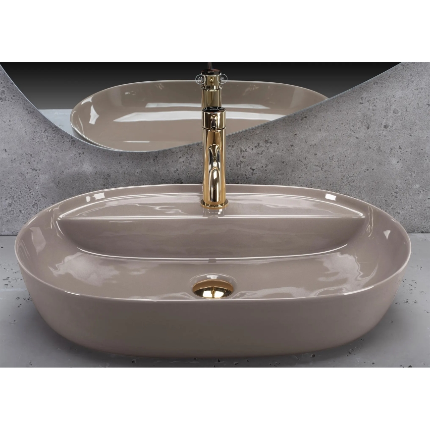 REA-U6381 - Praustuvas ant stalviršio AURA 41x61 cm keramika/blizgi ruda