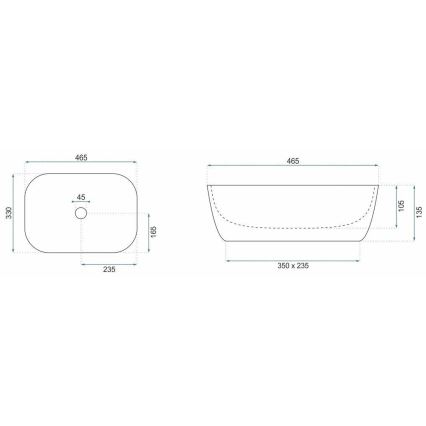 REA-U6384 - Praustuvas ant stalviršio BELINDA 33x46,5 cm keramika/juoda/ruda