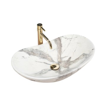 REA-U6502 - Ant stalviršio montuojamas praustuvas ROYAL 36x60,5 cm keramika/marmuro dekoras