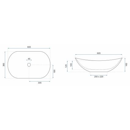 REA-U6502 - Ant stalviršio montuojamas praustuvas ROYAL 36x60,5 cm keramika/marmuro dekoras