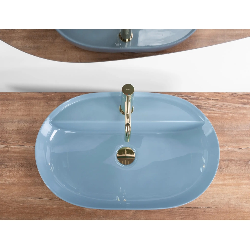 REA-U6618 - Praustuvas ant stalviršio AURA 41x61 cm keramika/blizgi mėlyna