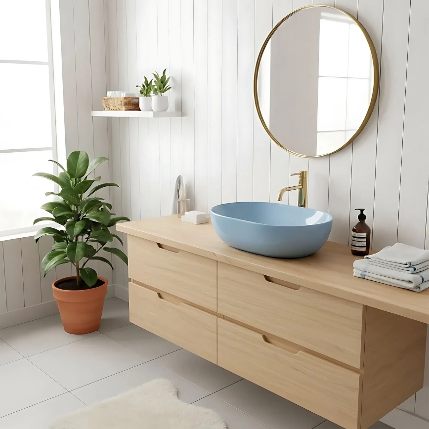 REA-U6620 - Praustuvas ant stalviršio LISA 35x49 cm keramika/blizgi mėlyna