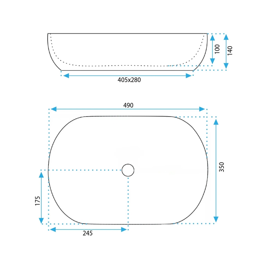 REA-U6620 - Praustuvas ant stalviršio LISA 35x49 cm keramika/blizgi mėlyna