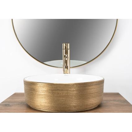 REA-U6630 - Praustuvas ant stalviršio SAMI, skersmuo 36 cm, keramika/balta/šlifuoto aukso