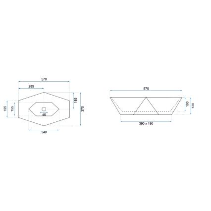 REA-U6643 - Praustuvas ant stalviršio VEGAS 37x57 cm keraminis/blizgi balta