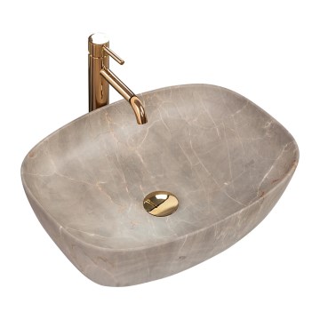 REA-U6647 - Praustuvas ant stalviršio FREJA 39,5x51 cm keramika/pilka/marmuro dekoras