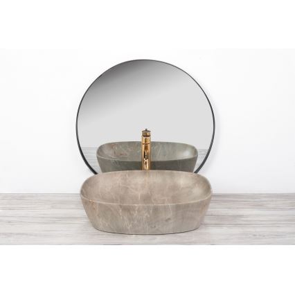 REA-U6647 - Praustuvas ant stalviršio FREJA 39,5x51 cm keramika/pilka/marmuro dekoras