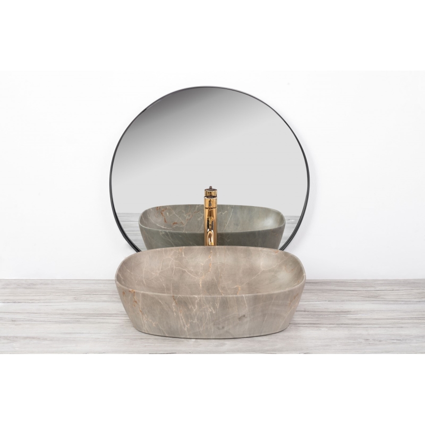 REA-U6647 - Praustuvas ant stalviršio FREJA 39,5x51 cm keramika/pilka/marmuro dekoras
