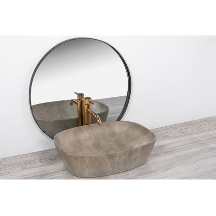 REA-U6647 - Praustuvas ant stalviršio FREJA 39,5x51 cm keramika/pilka/marmuro dekoras