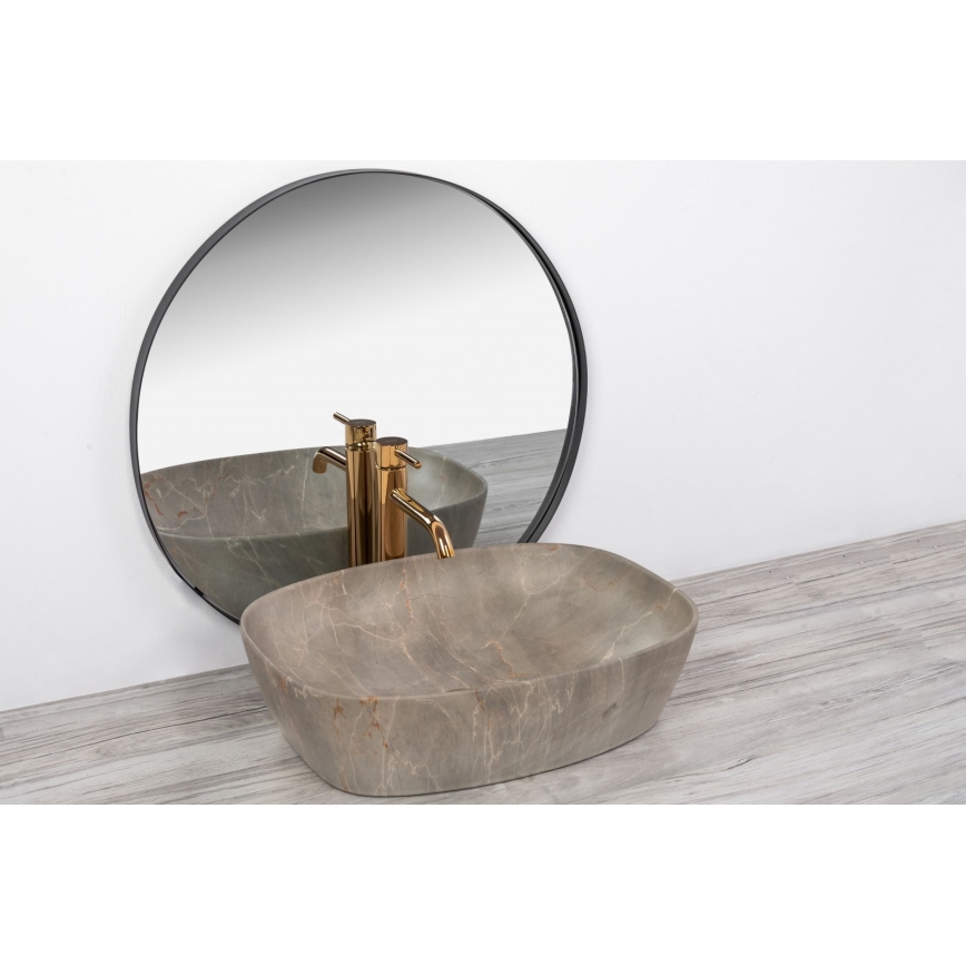REA-U6647 - Praustuvas ant stalviršio FREJA 39,5x51 cm keramika/pilka/marmuro dekoras