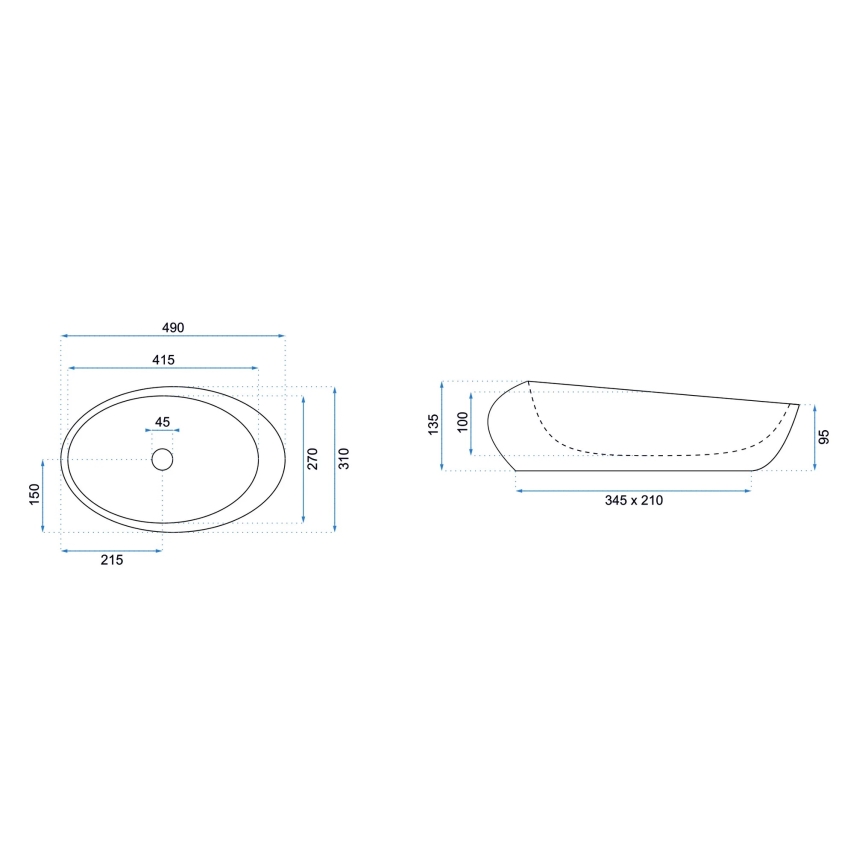 REA-U6651 - Ant stalviršio praustuvas ROXY 31x49 cm keramika/pilka/akmens imitacija