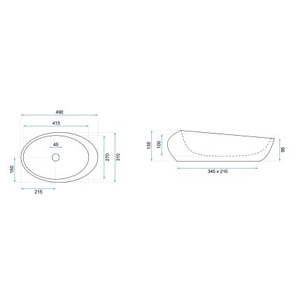 REA-U6651 - Praustuvas ant stalviršio ROXY 31x49 cm keramika/pilka/akmens imitacija