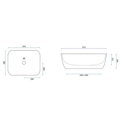 REA-U6689 - Praustuvas ant stalviršio FREJA 39,5x51 cm keramika/smėlinė/akmens imitacija