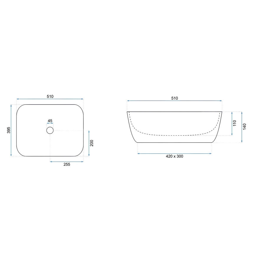 REA-U6689 - Praustuvas ant stalviršio FREJA 39,5x51 cm keramika/smėlinė/akmens imitacija